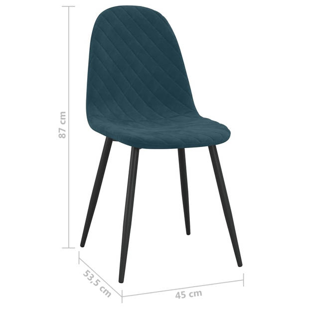 The Living Store Eetstoelen - 45 x 53.5 x 87 cm - Blauw Fluweel Metaal