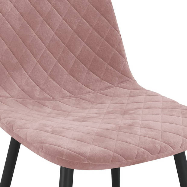 The Living Store Eetstoelen Velvet Roze - 45x53.5x87 cm - Ergonomisch design