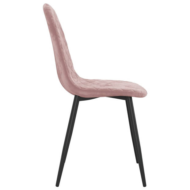 The Living Store Eetstoelen - Minimalistisch en Elegant - Keukenstoelen - 45x53.5x87 cm - Roze Fluweel