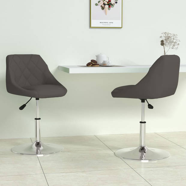 The Living Store Draaibare Eetkamerstoelen - Donkergrijs Fluweel - 46 x 44 x (62.5-77.5) cm - Gasveermechanisme