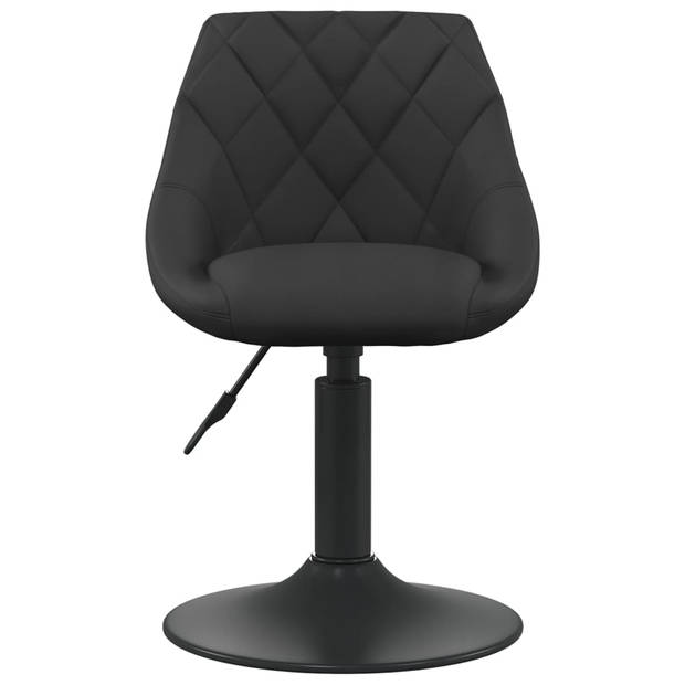 The Living Store Draaibare Eetkamerstoelen - Fluweel en Staal - 46x44x(62.5-77.5)cm - Zwart