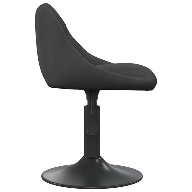 The Living Store Draaibare Eetkamerstoelen - Fluweel en Staal - 46x44x(62.5-77.5)cm - Zwart