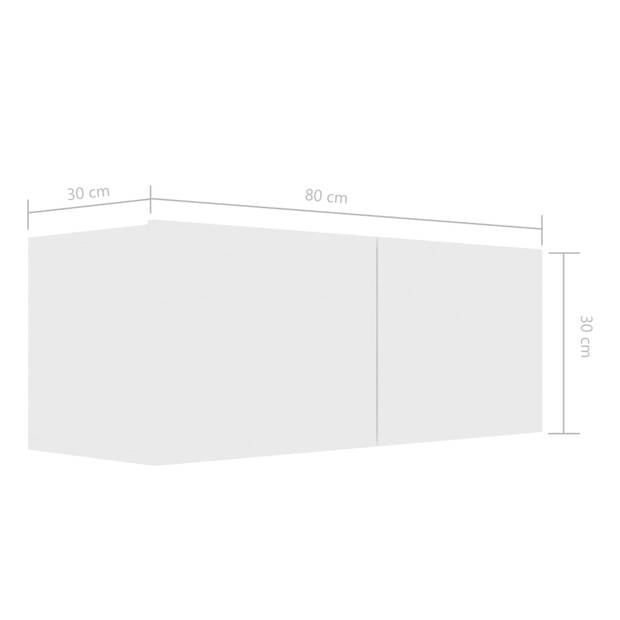The Living Store Televisiemeubel - Hangend - Spaanplaat - Wit - 4x 60 x 30 x 30 cm - 1x 80 x 30 x 30 cm - 2x 30.5 x