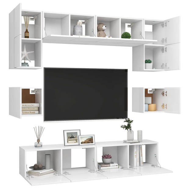 The Living Store Televisiemeubelset - - Tv-meubel - 80x30x30 cm - Wit