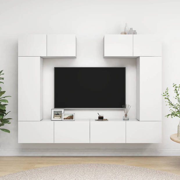 vidaXL 6-delige Tv-meubelset bewerkt hout wit