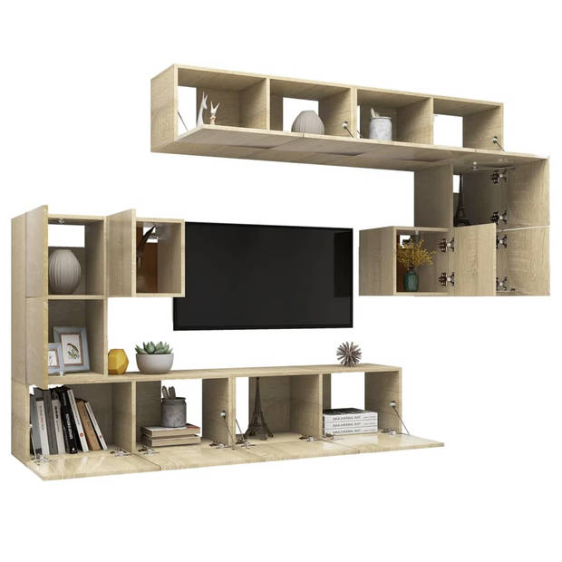 The Living Store Televisiemeubelset - Hangende TV-meubelset - Hout - Sonoma eiken - Montage vereist