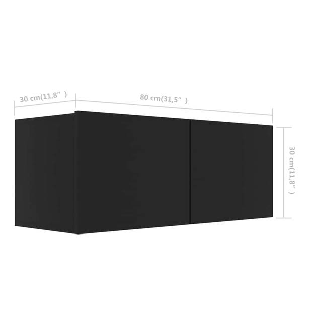 vidaXL 4-delige Tv-meubelen 80x30x30 cm bewerkt hout zwart