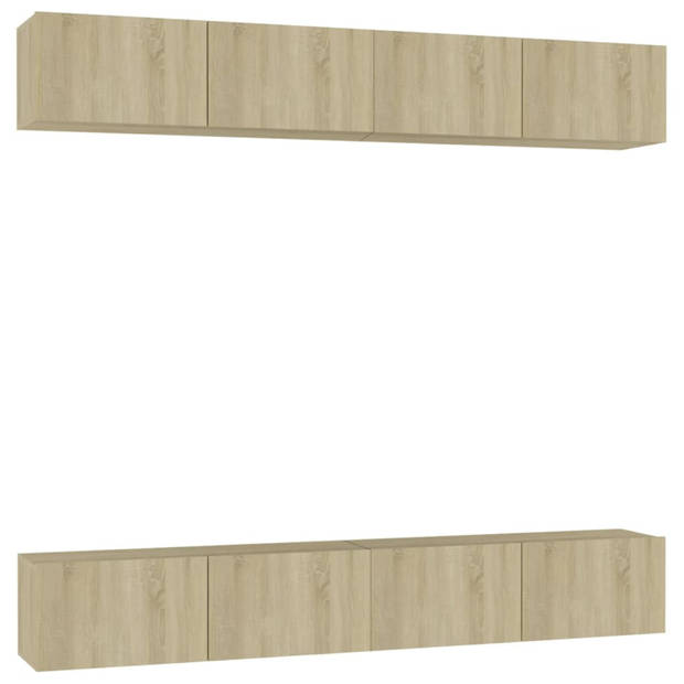 vidaXL Tv-meubelen 4 st 100x30x30 cm bewerkt hout sonoma eikenkleurig