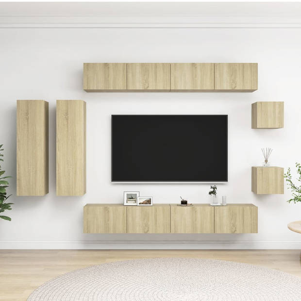 The Living Store - Televisiemeubelset - Spaanplaat - 100 x 30 x 30 cm - Sonoma eiken