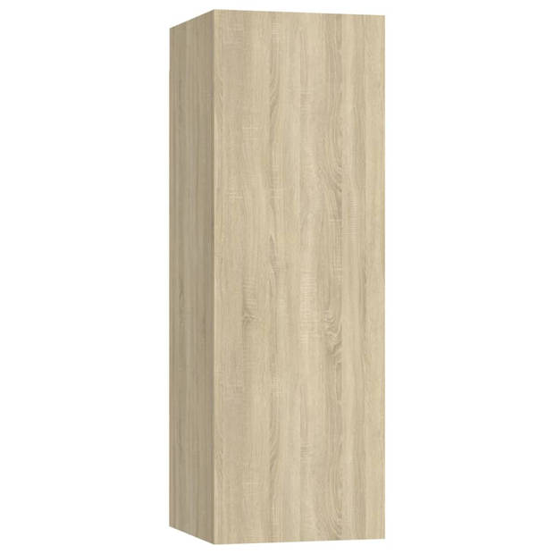 The Living Store TV meubel Sonoma eiken - Set van 2 (S) - 2 (M) en 4 (L) - Bewerkt hout - Afmetingen- 30.5 x 30 x 30