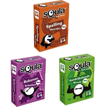 Spellenbundel - Squla - 3 stuks - Groep 3 t/m 8 Spelling, Rekenen & Aardijkskunde