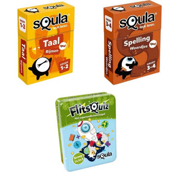 Spellenbundel - Squla - 3 stuks - Flitsquiz Groep 1 t/m 3 - Taal & Spelling (groep 1 t/m 4)