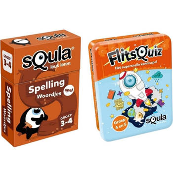 Spellenbundel - Squla - 2 stuks - Flitsquiz Groep 4&5 en Spelling (groep 3&4)