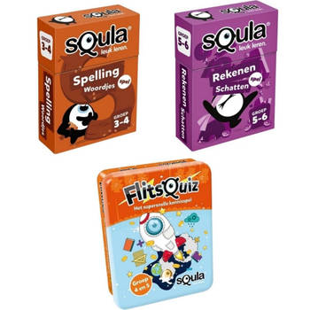 Spellenbundel - Squla - 3 stuks - Flitsquiz Groep 4&5 en Spelling & Rekenen (groep 2 t/m 6)