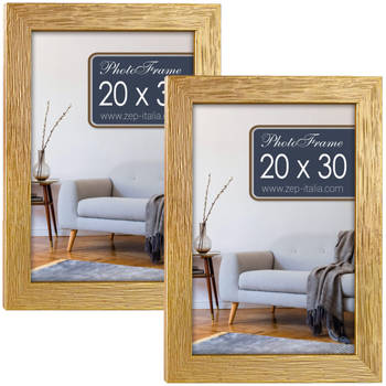 2x stuks houten fotolijst goud geschikt voor een foto van 20 x 30 cm - Fotolijsten