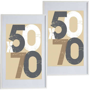 2x stuks houten fotolijst wit geschikt voor een foto van 50 x 70 cm of 60 x 90 cm - Fotolijsten