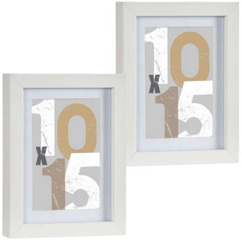2x stuks houten fotolijst wit geschikt voor een foto van 10 x 15 cm of 13 x 18 cm - Fotolijsten
