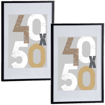 2x stuks houten fotolijst zwart geschikt voor een foto van 40 x 50 cm of 50 x 70 cm - Fotolijsten