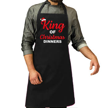 King of Christmas dinners Kerst cadeau schort zwart voor heren - Feestschorten