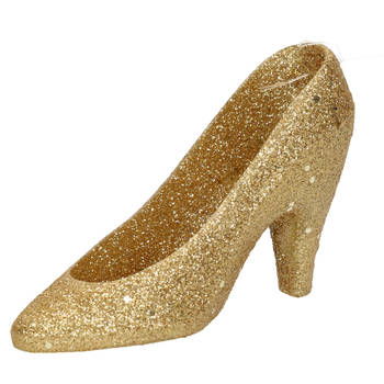 1x Gouden hakken/pumps kersthangers kerstversiering 10 cm - Kersthangers