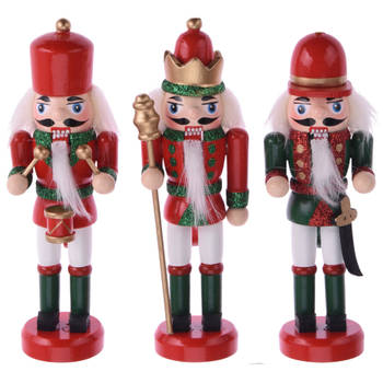 3x Kerstboomversiering notenkraker poppen/soldaten ornamenten 12 cm - Kersthangers