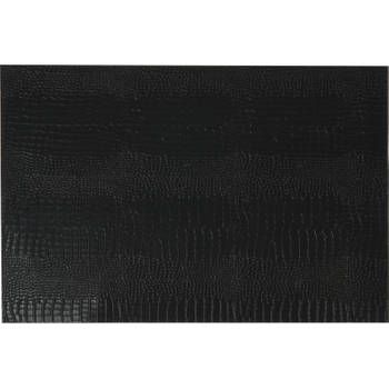 1x Rechthoekige placemats zwart slangenhuid kunststof 45 x 30 cm - Placemats