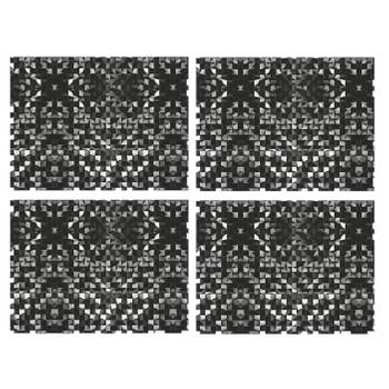 4x stuks retro stijl placemats van vinyl 40 x 30 cm zwart - Placemats