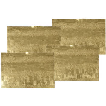 4x stuks rechthoekige placemats goud glitter 30 x 45 cm van kunststof - Placemats