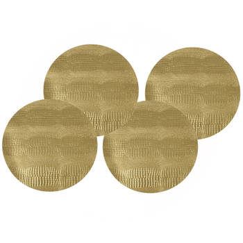 4x stuks ronde placemats goud glitter 38 cm van kunststof - Placemats