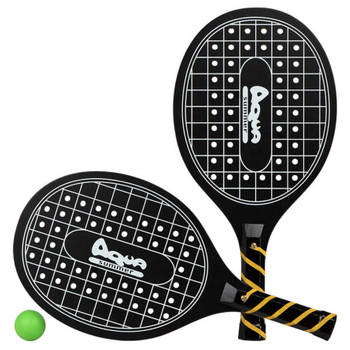 Actief speelgoed tennis/beachball setje zwart met tennisracketmotief - Beachballsets