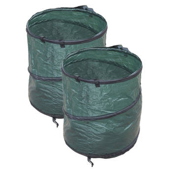 2x stuks groene tuinafvalzakken opvouwbaar 90 liter - Tuinafvalzak