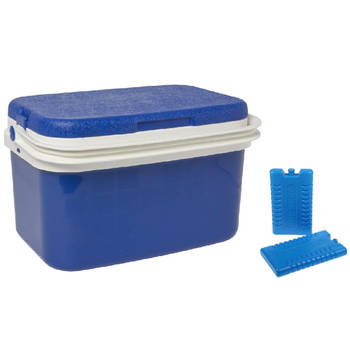 Koelbox donkerblauw 16 liter 42 x 29 x 26 cm incl. 2 koelelementen - Koelboxen