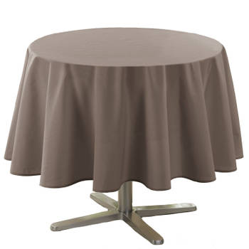 Eettafel tafelkleed rond - taupe - polyester - Dia 180 cm - Tafellakens