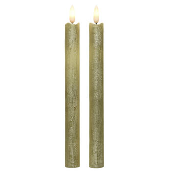 Kaarsen set van 4x stuks Led dinerkaarsen goud 24 cm - LED kaarsen