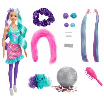 Barbie tienerpop Color Reveal Glitter 39,4 cm turquoise 25-delig