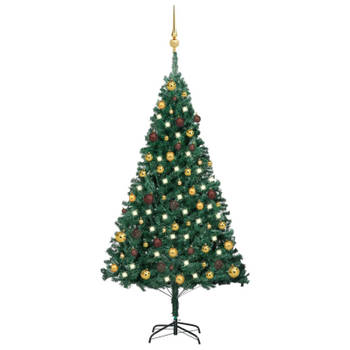 vidaXL Kunstkerstboom met verlichting en kerstballen 150 cm PVC groen