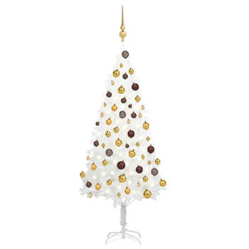 vidaXL Kunstkerstboom met verlichting en kerstballen 120 cm wit