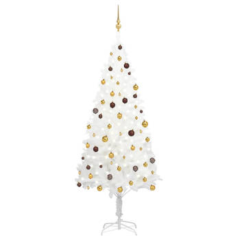 Blokker vidaXL Kunstkerstboom met verlichting en kerstballen 240 cm wit aanbieding
