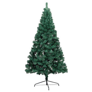 The Living Store Kunstsierboom Halfrond 180 cm PVC - Met LED-verlichting - Incl - Kerstballen en Piek