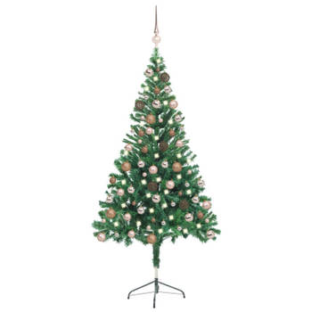 vidaXL Kunstkerstboom met verlichting en kerstballen 380 takken 150 cm