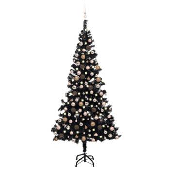 vidaXL Kunstkerstboom met verlichting en kerstballen 240 cm PVC zwart