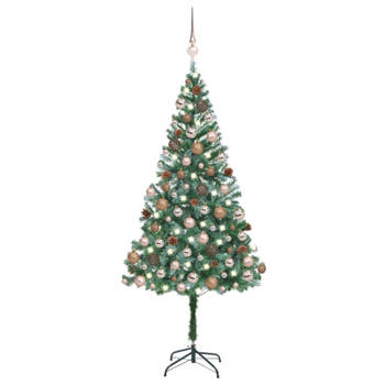 vidaXL Kunstkerstboom met verlichting kerstballen dennenappels 180 cm