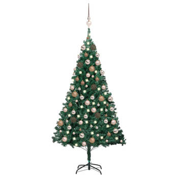 vidaXL Kunstkerstboom met verlichting en kerstballen 120 cm PVC groen