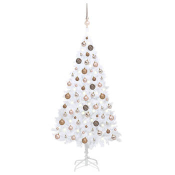 Blokker vidaXL Kunstkerstboom met verlichting en kerstballen 180 cm PVC wit aanbieding