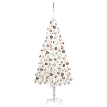 vidaXL Kunstkerstboom met verlichting en kerstballen 210 cm PVC wit