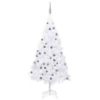 vidaXL Kunstkerstboom met verlichting en kerstballen 120 cm PVC wit