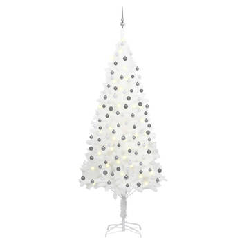 vidaXL Kunstkerstboom met verlichting en kerstballen 240 cm wit