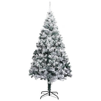 The Living Store Kunstkerstboom - Groen PVC - 400 cm - Met witte sneeuw - Met stalen standaard