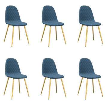 vidaXL Eetkamerstoelen 6 st fluweel blauw