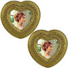 2x stuks kunststof fotolijst hart goud barok geschikt voor een foto van 8 x 8 cm - Fotolijsten